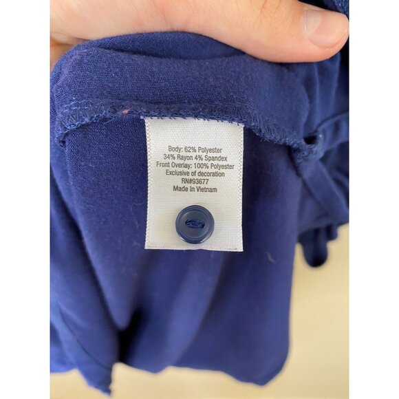 St Johns Bay Womens 3/4 Sleeve Embroidered Blouse M Relaxed Fit Blue Polyester - Picture 4 of 6